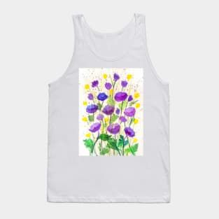 Purple poppies watercolor painting Tank Top